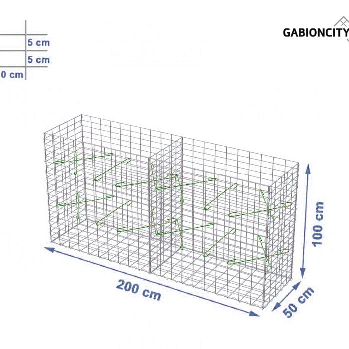 Gabionový koš 200x50x100 cm