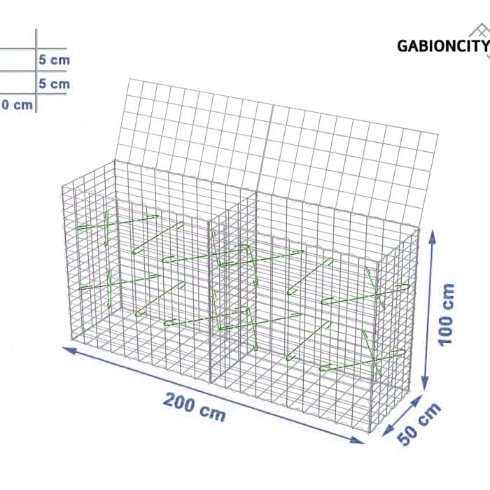 Gabionový koš 200x50x100 cm